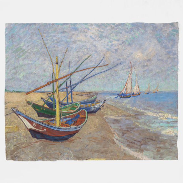 Cobertor De Velo Vincent van Gogh - Barcos de Pesca na Praia (Frente (Horizontal))