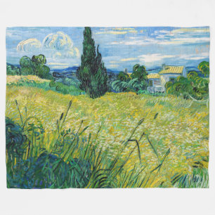 Cobertor De Velo Vincent van Gogh - Campo de Trigo Verde com Cipres