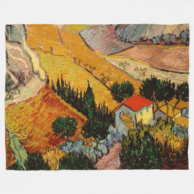 Cobertor De Velo Vincent van Gogh - Paisagem, Casa e Plowman (Frente (Horizontal))