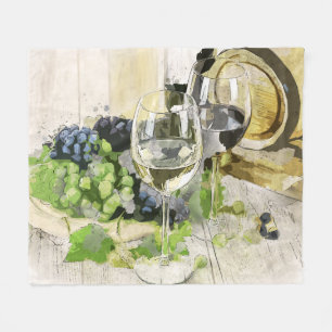 Cobertor De Velo Vinhos Rústicos Vidros de Barril e Uvas Jogam Vidr
