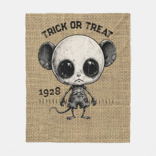 Cobertor De Velo Vintage 1928 Rato Assustador em Sacaria de Hallowe