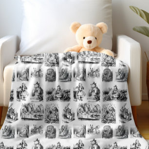 Cobertor De Velo Vintage Alice's Adventures in Wonderland Pattern