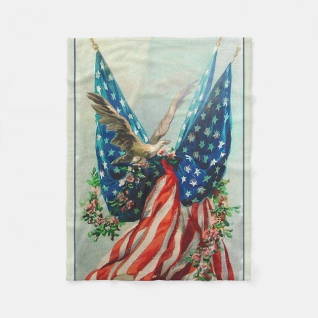 Cobertor De Velo Vintage American Flags (Frente)