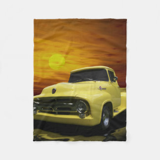 Cobertor De Velo Vintage Antiga Caminhão Amarelo Antiquado