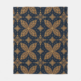 Cobertor De Velo Vintage Azul Escuro e Botânico Floral Dourado