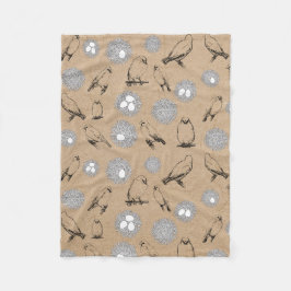 Cobertor De Velo Vintage Birds & Nest Rustic Kraft Brown