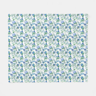 Cobertor De Velo Vintage Blue Flowers Fleece Blanket