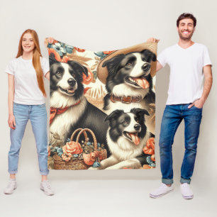 Cobertor De Velo Vintage Border Collie Painting