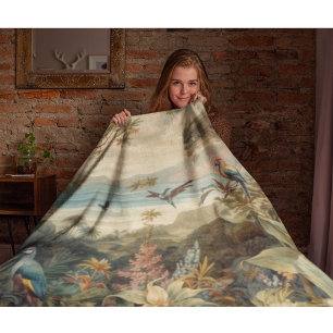 Cobertor De Velo Vintage botânica bird flores no paraíso