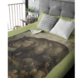 Cobertor De Velo Vintage Botanical Hippo