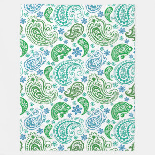 Cobertor De Velo Vintage branco & verde azul elegante Paisley