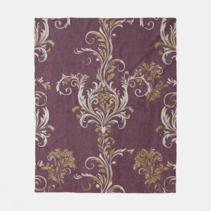 Cobertor De Velo Vintage Burgundy e Dourado Damask