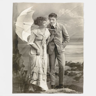 Cobertor De Velo Vintage Casal romântico com Parasol