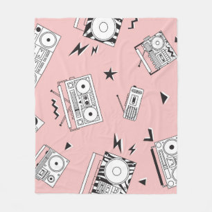 Cobertor De Velo Vintage cassette players: padrão retrô.