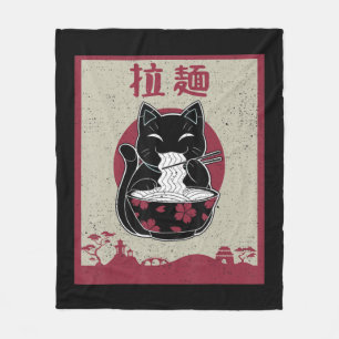 Cobertor De Velo Vintage Cat Ramen Kawaii Anime Garotas-Presentes J