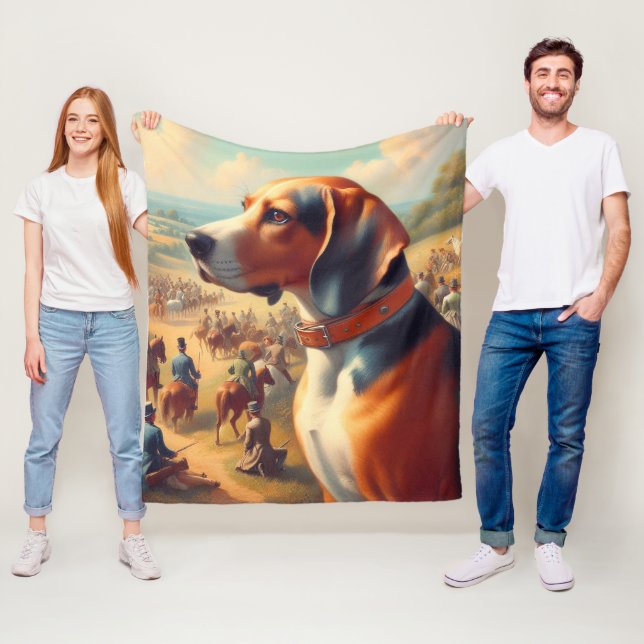 Cobertor De Velo Vintage Coonhound Dog Painting (In Situ)