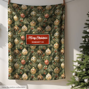 Cobertor De Velo Vintage Cores Neutrais Sage Xmas Bauble