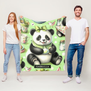 Cobertor De Velo Vintage Cute Baby Panda