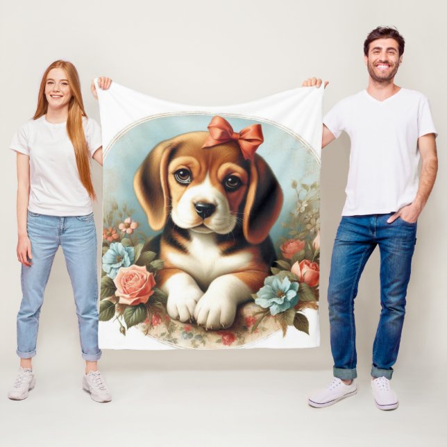 Cobertor De Velo Vintage Cute Beagle Puppy (In Situ)