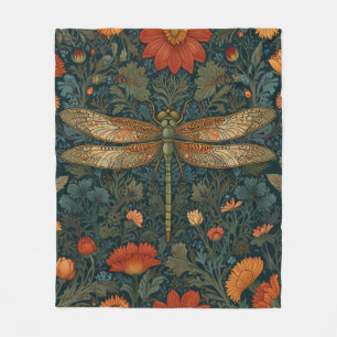 Cobertor De Velo Vintage dragonfly orange floral verde-floral boho