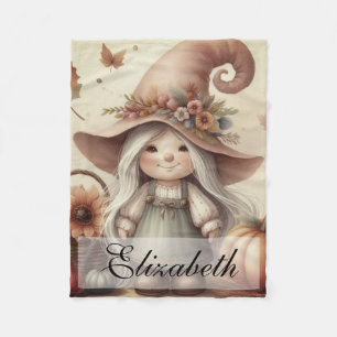 Cobertor De Velo Vintage Fall Gnomos com folhas de outono