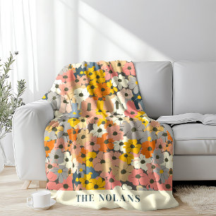 Cobertor De Velo Vintage Floral Fleece Blanket Personalizado