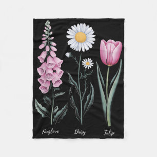 Cobertor De Velo Vintage Floral Plant Foxglove Daisy Tulip Flower G