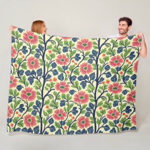 Cobertor De Velo Vintage Floral Rosa Flor Flor Folhagem Verde Esmag