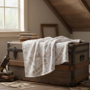 Cobertor De Velo Vintage French Romance Collage Pink ID226