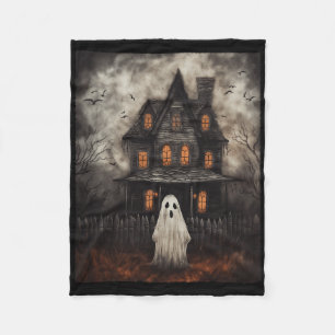 Cobertor De Velo Vintage Ghost Haunted House Midnight Halloween Gho