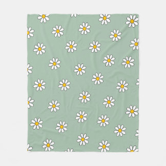 Cobertor De Velo Vintage Green Aestética Botânica Daisy Pat