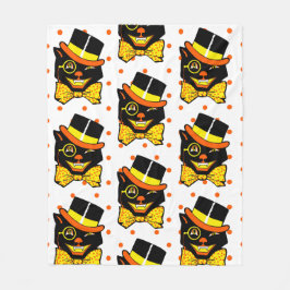 Cobertor De Velo Vintage Halloween Cat no Top Hat