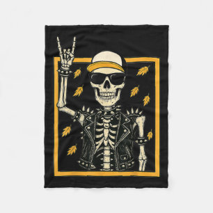 Cobertor De Velo Vintage Halloween Skeleton Rock On-hand Skeleton M