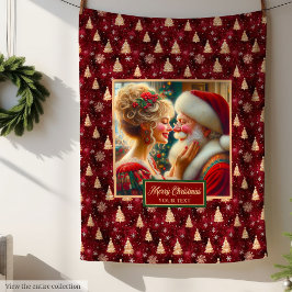 Cobertor De Velo Vintage Holiday Blanket Sr. e Sra. Claus Cozy Gift
