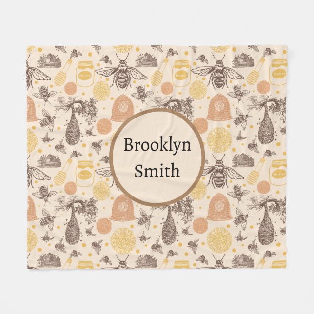 Cobertor De Velo Vintage Honey Bumblebee (Frente (Horizontal))