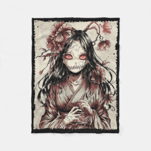 Cobertor De Velo Vintage Horror Anime Girl Manga Japonês Creepy Ha