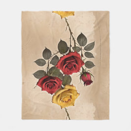 Cobertor De Velo Vintage Inspired Red And Yellow Roses
