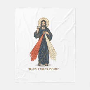 Cobertor De Velo Vintage Jesus Eu Confio em Você Desenho Religioso
