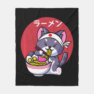 Cobertor De Velo Vintage Kawaii Anime Ramen Cat Gift Comida Japonês