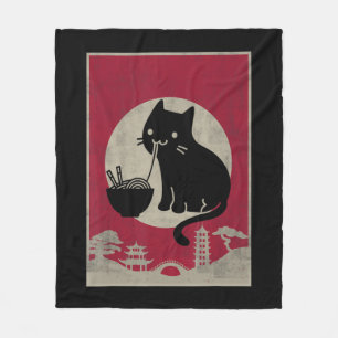 Cobertor De Velo Vintage Kawaii Cat Ramen Anime Crianças Presentes 