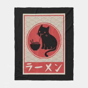Cobertor De Velo Vintage Kawaii Cat Ramen Anime Gift Girls Japonesa