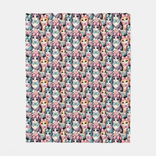 Cobertor De Velo Vintage Kittens Vestindo Arcos (Frente)