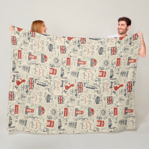 Cobertor De Velo Vintage London Fleece Blanket