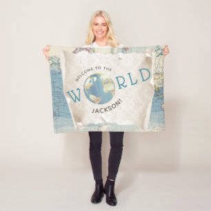 Cobertor De Velo Vintage Map Baby Blanket