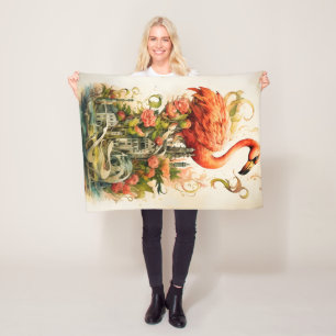 Cobertor De Velo Vintage Natural Flower Flamingos Paradise