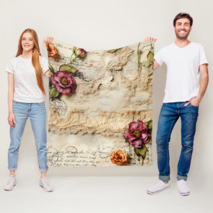 Cobertor De Velo Vintage - Pergaminho - Carta de Amor com Flores (8