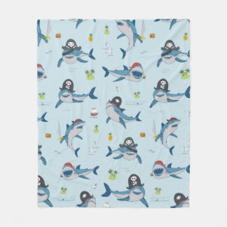 Cobertor De Velo Vintage pirate shark funny sea animal wild hand dr