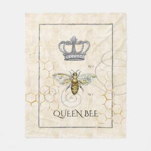 Cobertor De Velo Vintage Queen Bee Royal Crown Honeycomb