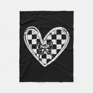 Cobertor De Velo Vintage Race Car Checker Flag Racing Heart Bu