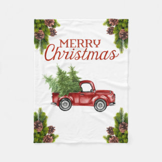 Cobertor De Velo Vintage Red Truck Christmas Blanket